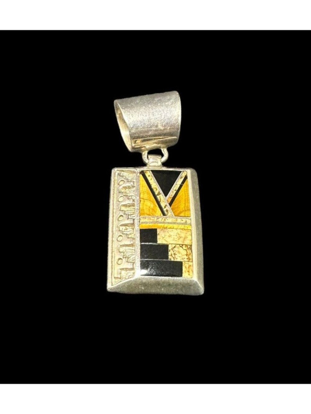 Vintage Supersmiths Navajo Multi Gemstone Pendant Dangle Gallup New Mexico